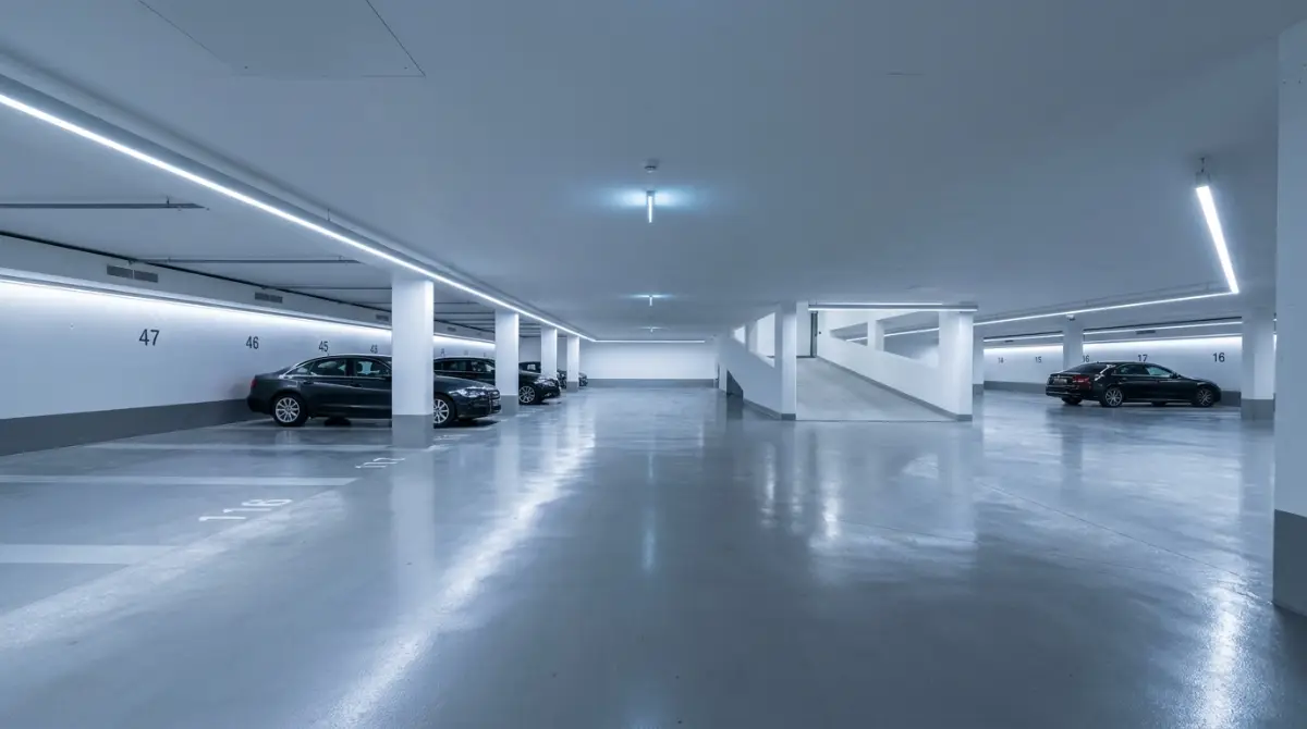 Blitzsaubere Tiefgarage nach Grundreinigung